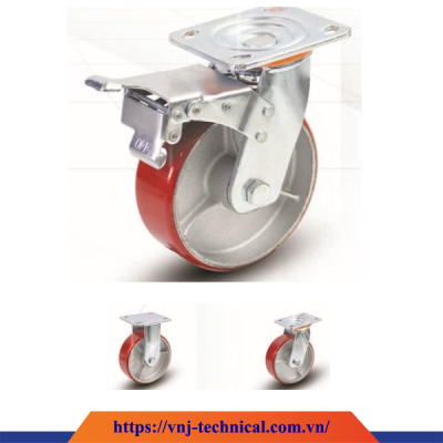 Bánh xe đẩy PU lõi gang chịu tải 250–400kg