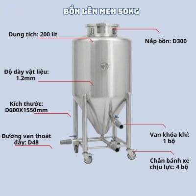 Bồn Lên Men 50kg Inox 304